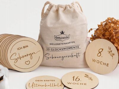 Grawerowane drewniane krążki | kamienie milowe | zestaw | Prinzental 21szt