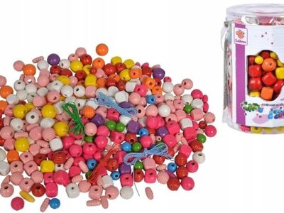 Drewniane Koraliki | W wiaderku | zestaw | kolorowe | 360 szt. | Eichhorn